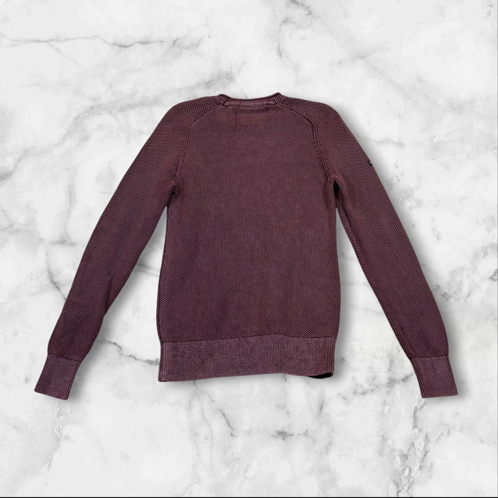 Superdry Men's Textured Knit Crew Neck Pullover Sweater Burgundy Sz M rolled - Picture 3 of 11